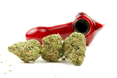 Marijuana and Cannabis Legalization, Objects on White Background, Medical and Recreational Weedの写真素材