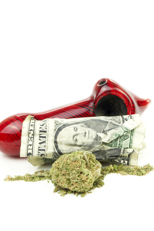 Marijuana and Cannabis Legalization, Objects on White Background, Medical and Recreational Weedの写真素材