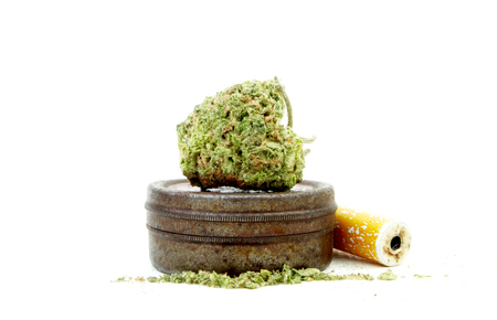 Marijuana and Cannabis Legalization, Objects on White Background, Medical and Recreational Weedの写真素材