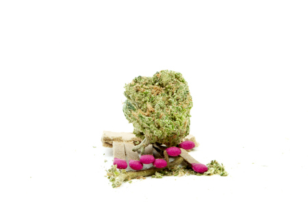Marijuana and Cannabis Legalization, Objects on White Background, Medical and Recreational Weedの写真素材