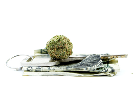 Marijuana and Cannabis Legalization, Objects on White Background, Medical and Recreational Weedの写真素材