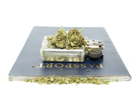 Marijuana and Cannabis Legalization, Objects on White Background, Medical and Recreational Weedの写真素材