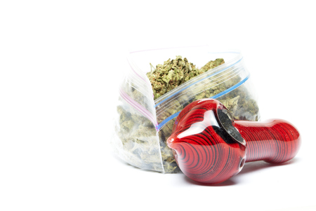 Marijuana and Cannabis Legalization, Objects on White Background, Medical and Recreational Weedの写真素材