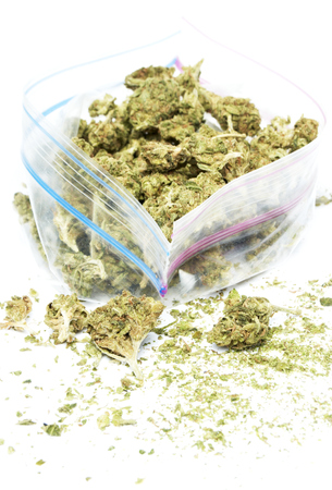 Marijuana and Cannabis Legalization, Objects on White Background, Medical and Recreational Weedの写真素材