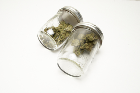 Marijuana and Cannabis on a White Backgroundの写真素材