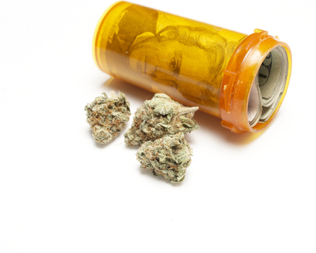 Marijuana and Cannabis on a White Backgroundの写真素材