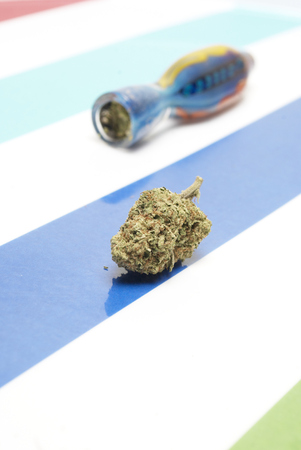 Marijuana and Cannabis on a Colorful Backgroundの写真素材
