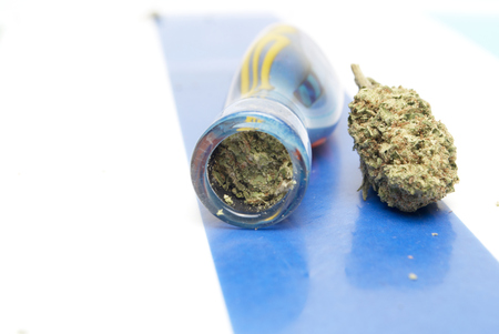 Marijuana and Cannabis on a Colorful Backgroundの写真素材