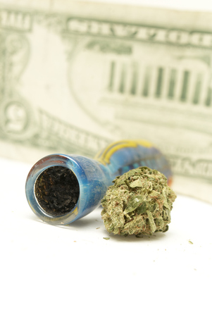 Marijuana and Cannabis on a White Backgroundの写真素材