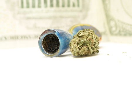 Marijuana and Cannabis on a White Backgroundの写真素材