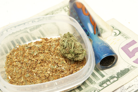 Marijuana and Cannabis on a White Backgroundの写真素材