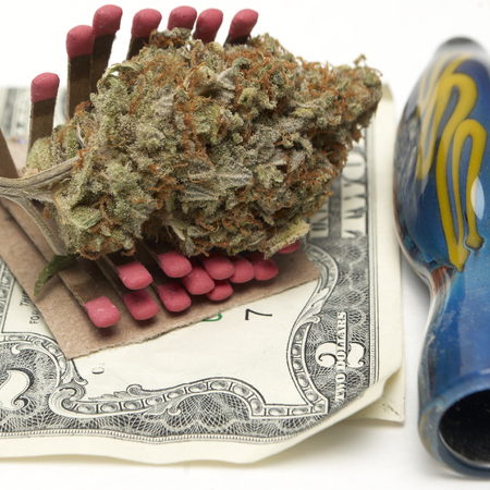 Marijuana and Cannabis on a White Backgroundの写真素材