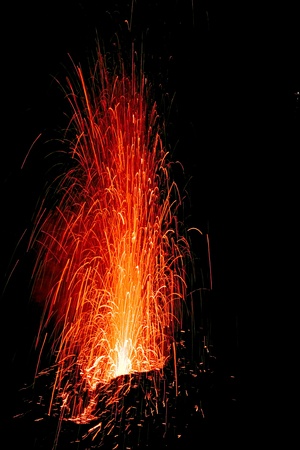 Stromboli Volcano Erupting, Italyの写真素材
