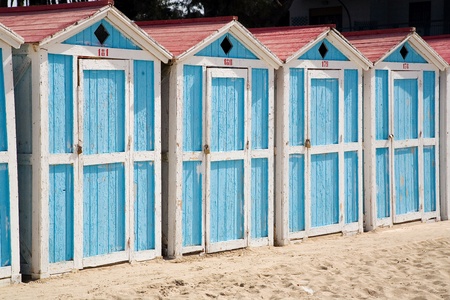 Blue beach hutsの写真素材