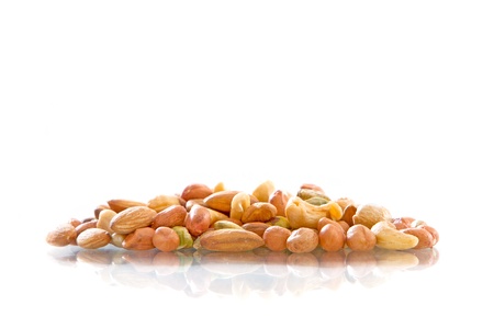 Mixed Nuts isolated on white backgroundの写真素材