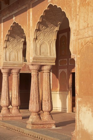 Arches of Indian Palace inside Jaigarh Fort, Jaipur, Rajasthan, India.の写真素材