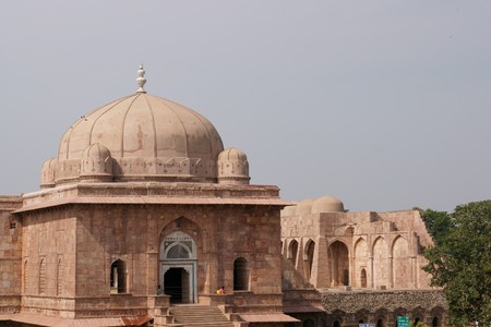 Entrance to the ancient mosque of Ashrafi Mahal Mosque Mandu Madya Pradesh. 15th Century ADの写真素材
