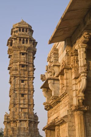 ictory Tower (Vijay Stambha) inside Chittaugarh Fort, Rajasthanの写真素材