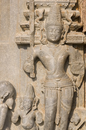 Statue of Hindu God at the ancient Surya Hindu Temple at Konark Orissa India. 13th Century ADの写真素材