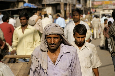 Old Delhi, India - March 26, 2009: Crowded street scene in Old Delhi, Indiaのeditorial素材