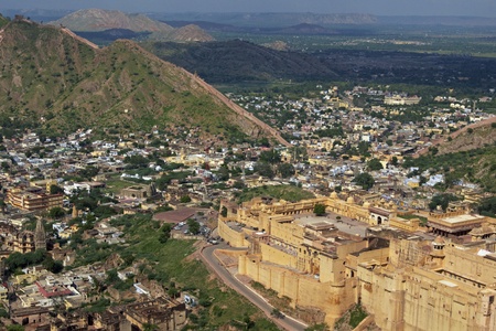 Amber Fort. Large fortified building near Jaipur. Rajasthan, Indiaの写真素材