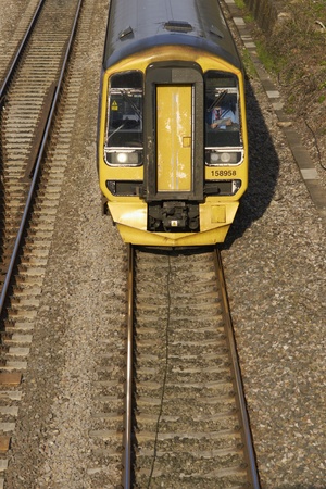Bath, England - April 11, 2010: Train on railway line approaching Bath in Somerset, England.のeditorial素材