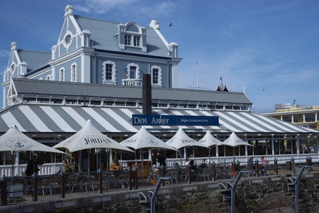 Cape Town, South Africa - August 31, 2011: Historic buildings and restaurants in the Victoria and Albert Waterfront in Cape Town in South Africa.のeditorial素材