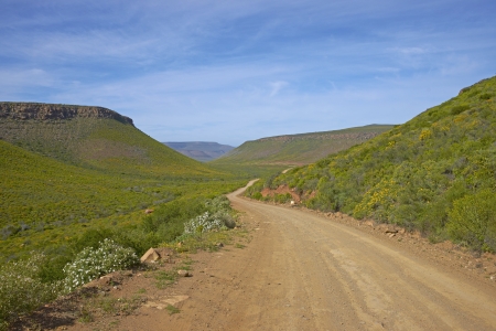 Gravel road through the remote Cederberg region of the Western Cape in South Africaの写真素材