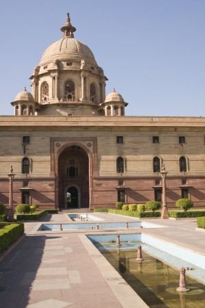 New Delhi, India - April 10, 2009: Indian Government buildings built originally during British colonial rule. Raj Path, New Delhi, India. Built circa 1931 ADのeditorial素材