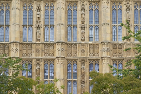 Detail of the stonework of the Houses of Parliament in London, Englandの写真素材