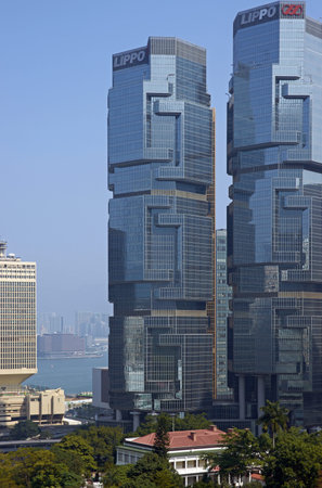 Hong Kong, China - January 28, 2012: Modern architecture of the financial district in Hong Kong,...