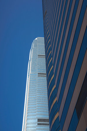 Modern high rise office buildings in the city of Hong Kong, China