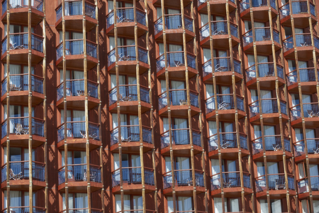 Hotel in the ski resort of Valle Nevado in the Andes mountains close to Santiago, the capital of Chile.のeditorial素材