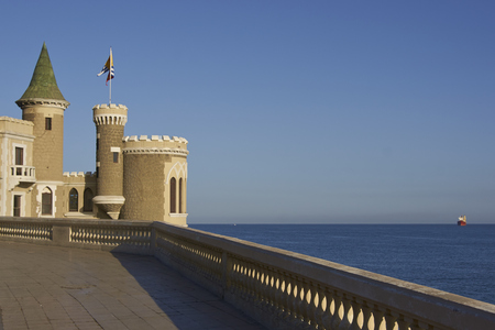 Historic building Wulff Castle built on the rocky Pacific coast of central Chile at Vina del Mar.のeditorial素材