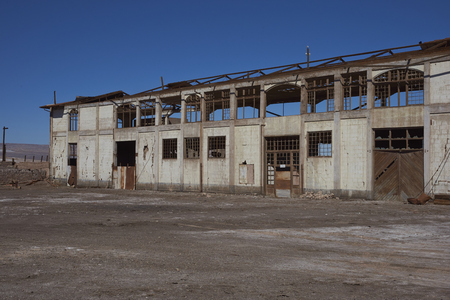 Chacabuco, Antofagasta Region, Chile - August 19, 2017: Derelict nitrate mining town of Chacabuco in the Atacama Desert of northern Chileのeditorial素材