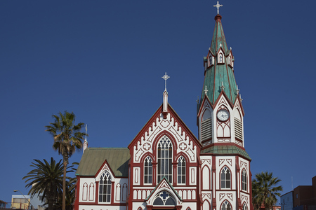 Historic Catedral de San Marcos in Arica, Northern Chile. The cathedral was designed by Gustave Eiffel and was constructed in the 1870'sの写真素材