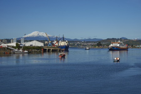 Puerto Montt, Chile - November 10, 2017: Busy port of Puerto Montt in Southern Chileのeditorial素材