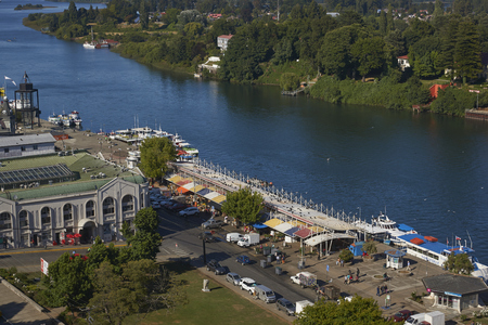 Valdivia, Los Largos, Chile - January 29, 2018:  Waterfront of Valdivia along the Calle-Calle River in the Lake District of southern Chile.のeditorial素材