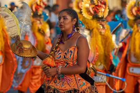 ARICA, CHILE - FEBRUARY 11, 2017: Morenada dancer performing during a street parade at the annual...