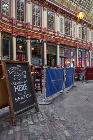 London, United Kingdom - June 25, 2021: Historic Leadenhall Market in the City of London, England,...