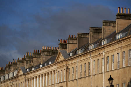 View of the facade of a building in the cityの写真素材