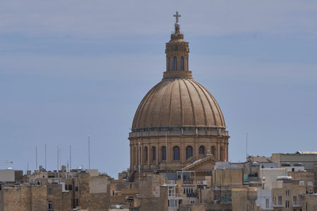 Valetta, Malta - June 8, 2023: Historic buildings inside the fortified ancient city of Valetta in Maltaのeditorial素材