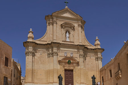 Victoria, Gozo, Malta - June 9, 2023: Historic Cathedral of the Assumption in the fortified citadel of Victoria on the island of Gozo in Malta.のeditorial素材