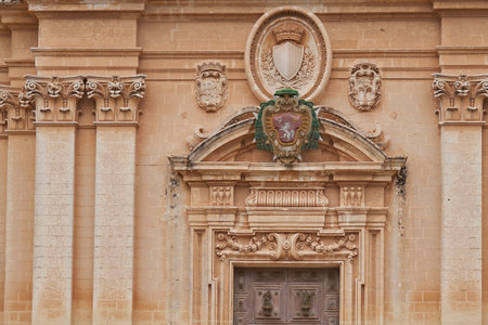 Rabat, Malta - June 10, 2023: Detail of historic buildings inside the ancient fortified city of Rabat in Maltaのeditorial素材