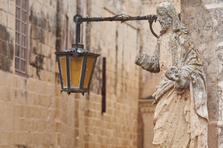 Rabat, Malta - June 10, 2023: Detail of historic buildings inside the ancient fortified city of Rabat in Maltaのeditorial素材