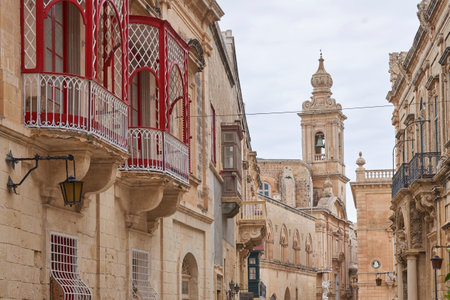Rabat, Malta - June 10, 2023: Historic Church of the Annunciation of Our Lady in the ancient fortified city of Rabat in Maltaのeditorial素材