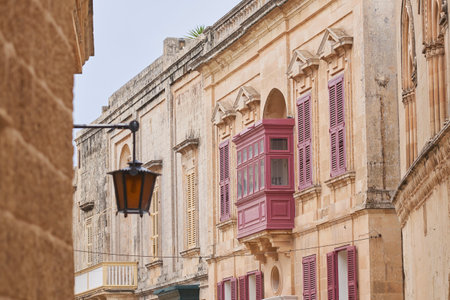 Rabat, Malta - June 10, 2023: Detail of historic buildings inside the ancient fortified city of Rabat in Maltaのeditorial素材