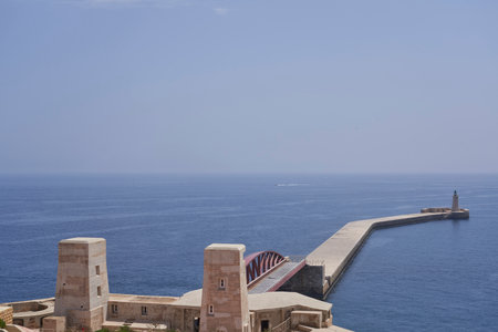 Valetta, Malta - June 11, 2023: Causeway from St Elmo Fort on the coast of Valetta in Malta.のeditorial素材