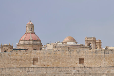 Valetta, Malta - June 11, 2023: Historic buildings in the city of Valetta in Maltaのeditorial素材