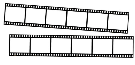 Film strips isolated on white. great for borders, frames, backgrounds, etc. Very high quality so you can resize without loosing clarity.の写真素材